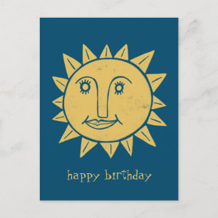 Fröhliche Sonne HAPPY BIRTHDAY INDIVIDUELL Postkarte