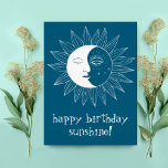 fröhliche Sonne & Mond GLÜCKLICH GEBURTSTAG CUSTOM Postkarte<br><div class="desc">Fügen Sie Ihren eigenen Text auf der Vorder- und Rückseite,  oder ändern Sie die Farben. Werfen Sie einen Blick in meinen Shop für mehr!</div>
