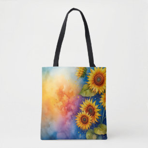 Fröhliche Sonnenblume Leinwand Tote Beutel Tasche
