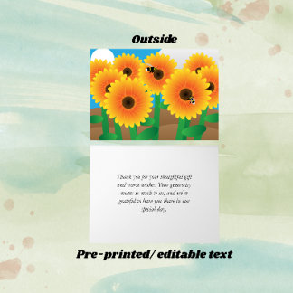 Fröhliche Sonnenblume Personalisiert Dankeskarte