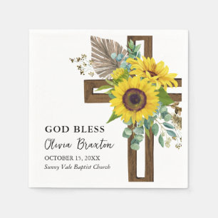 Fröhliche Sonnenblume Rustikaler Sommer Boho Taufe Serviette
