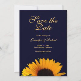 Fröhliche Sonnenblume Save the Date Navy Blue Einladung