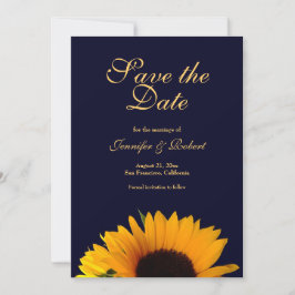 Fröhliche Sonnenblume Save the Date Navy Blue Einladung