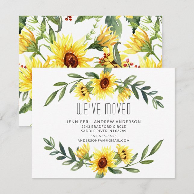 Fröhliche Sonnenblumen Einladung (Vorne/Hinten)