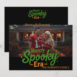 Fröhliche Spooky-Ära-Karte, Familienfoto-Halloween