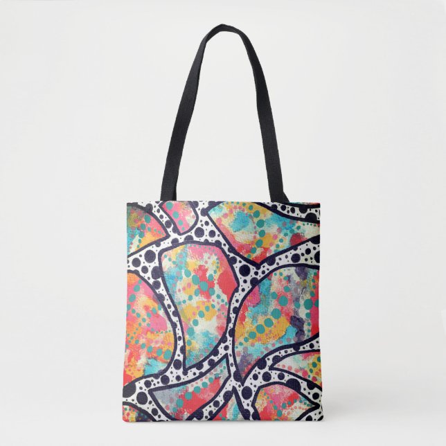 Fröhliche Spots, Dots und originale Funky Lines Tasche (Vorderseite)