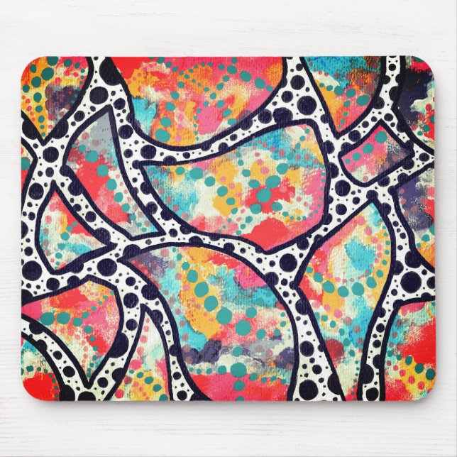 Fröhliche Spots, Punkte und Funky Lines Mousepad (Vorne)