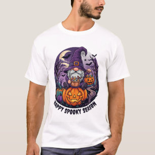 Fröhliche Spuk-Saison Halloween-Gnom Jack Lantern T-Shirt