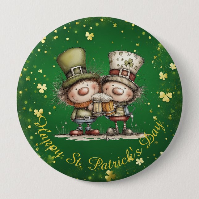 Fröhliche St. Patrick’s Day Party-Illustration Button (Vorderseite)