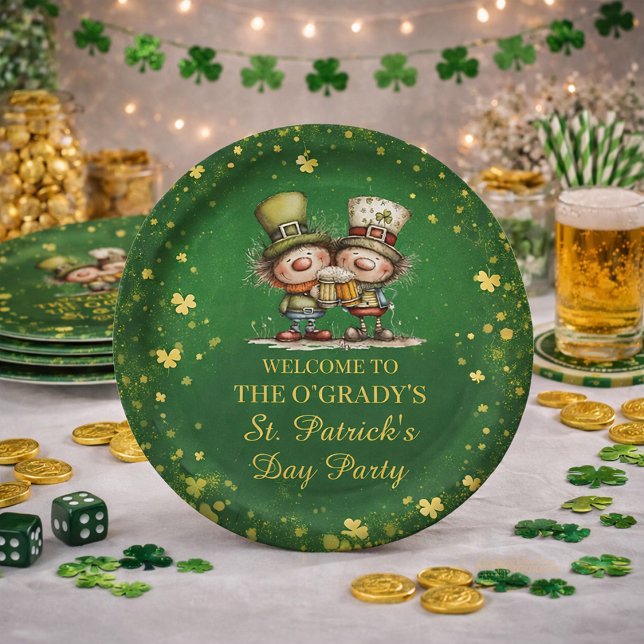 Fröhliche St. Patrick’s Day Party-Illustration Pappteller (Von Creator hochgeladen)