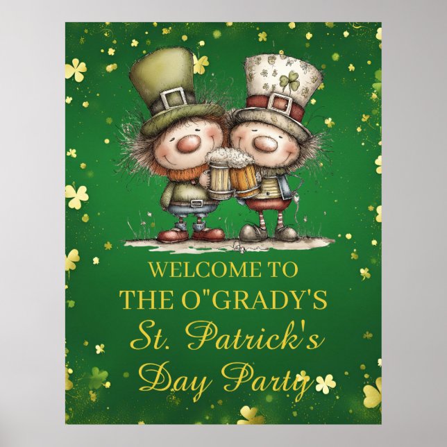Fröhliche St. Patrick’s Day Party-Illustration Poster (Vorne)