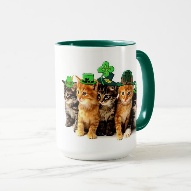 Fröhliche St. Patrick's Day Katzen Tasse (VorderseiteRechts)