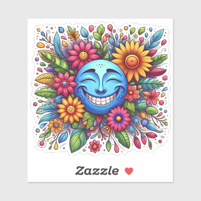 Fröhliche Sticker mit einem Lächeln Mond (Blatt)