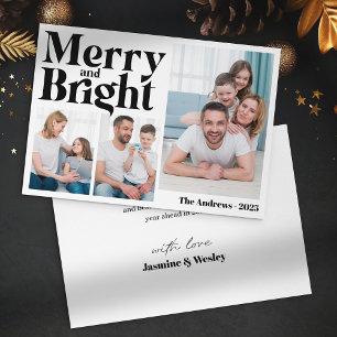 Fröhliche & strahlende 3-Familien-Foto-Collage Wei Feiertagskarte