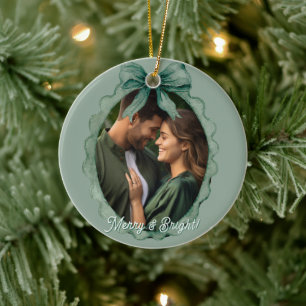 Fröhliche & strahlende Foto-Feiertags-Weihnachten Keramik Ornament