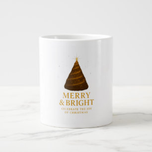 Fröhliche & strahlende goldene Glitter-Weihnachts- Jumbo-Tasse