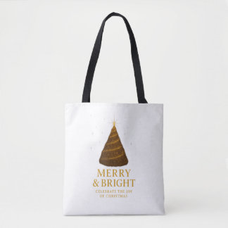 Fröhliche & strahlende goldene Weihnachtseinkaufst Tasche