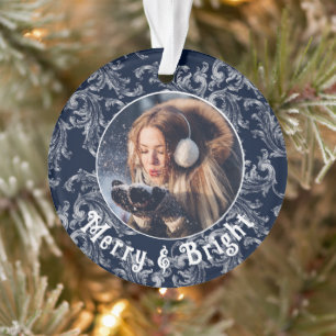 Fröhliche & strahlende personalisierte Blaue Vinta Ornament