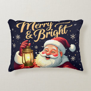 Fröhliche, strahlende Santa-Claus-Illustration mit Dekokissen