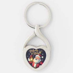 Fröhliche, strahlende Santa-Claus-Illustration mit Schlüsselanhänger