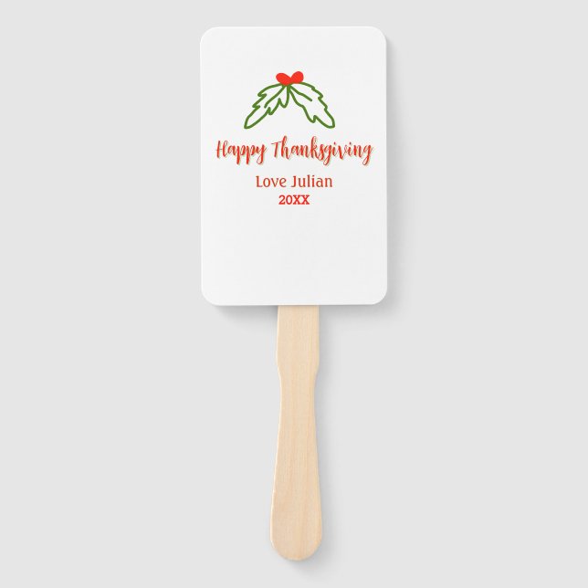 Fröhliche Thanksgiving Rotgrüne Blätter Kirsche Na Fächer (Vorderseite)