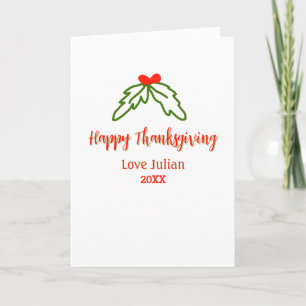 Fröhliche Thanksgiving Rotgrüne Blätter Kirsche Na Karte