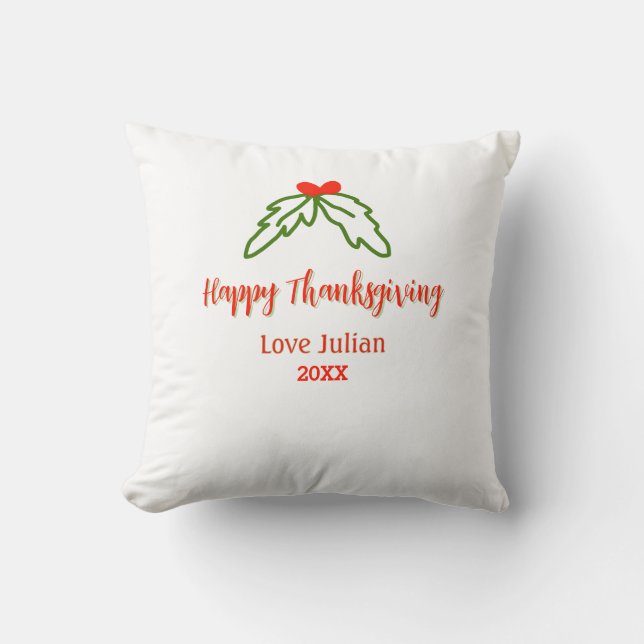 Fröhliche Thanksgiving Rotgrüne Blätter Kirsche Na Kissen (Vorderseite)