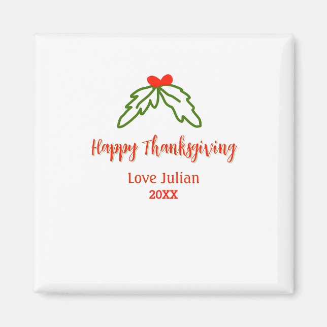 Fröhliche Thanksgiving Rotgrüne Blätter Kirsche Na Magnet (Vorne)