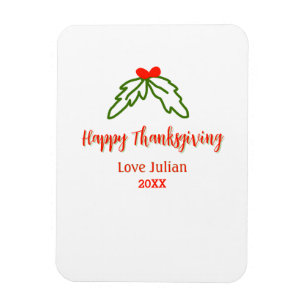 Fröhliche Thanksgiving Rotgrüne Blätter Kirsche Na Magnet