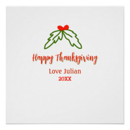 Fröhliche Thanksgiving Rotgrüne Blätter Kirsche Na Poster