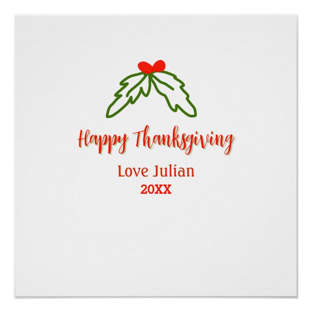 Fröhliche Thanksgiving Rotgrüne Blätter Kirsche Na Poster (Vorderseite)