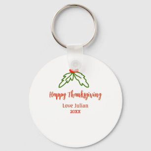 Fröhliche Thanksgiving Rotgrüne Blätter Kirsche Na Schlüsselanhänger