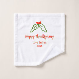Fröhliche Thanksgiving Rotgrüne Blätter Kirsche Na Waschlappen