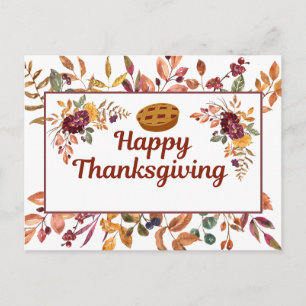 Fröhliche Thanksgiving Wasserfarben-Blätter, Berri Feiertagspostkarte
