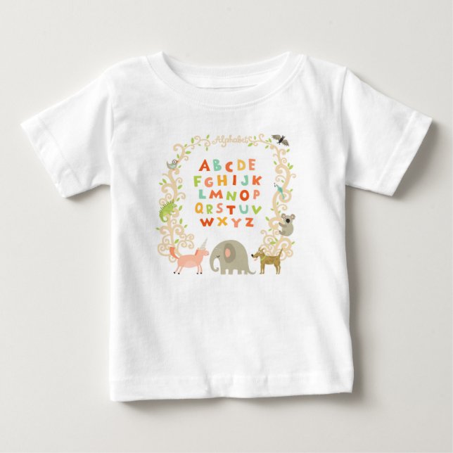fröhliche Tiere und Alphabet Baby T-shirt (Vorderseite)