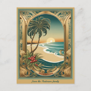 Fröhliche tropische Weihnachten vom Strand Postkarte