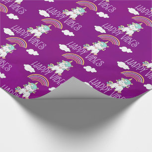 Fröhliche Typografie Süßes lächelndes Einhorn Geschenkpapier