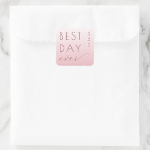 Fröhliche typografische Begrüßung in Rosa Quadratischer Aufkleber