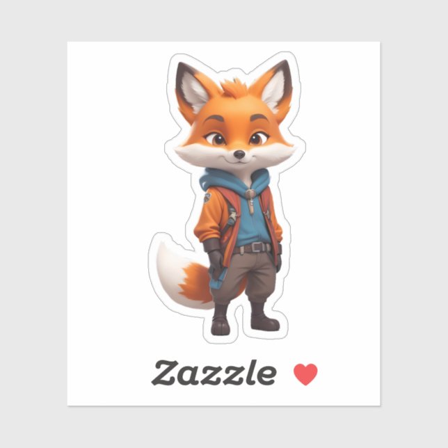 fröhliche und abenteuerliche Fox-Illustration Aufkleber (Blatt)