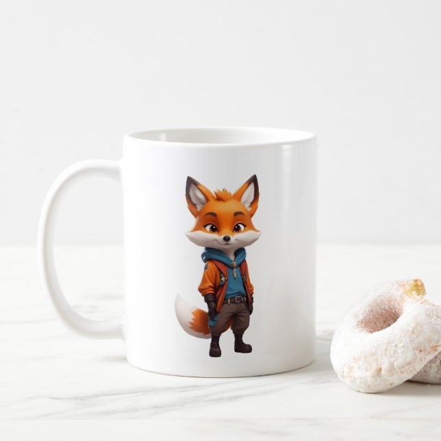fröhliche und abenteuerliche Fox-Illustration Kaffeetasse (Mit Donut)