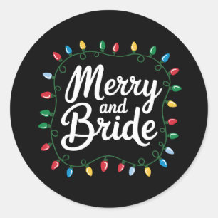 Fröhliche und Braut Weihnachtslichter Hochzeit Url Runder Aufkleber