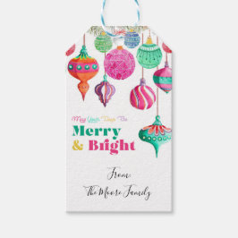 Fröhliche und farbenfrohe Weihnachten Geschenkanhänger