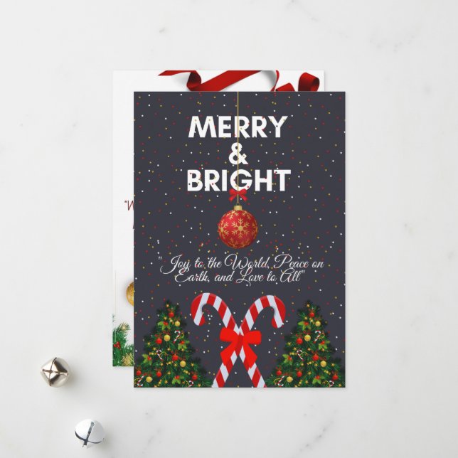 "Fröhliche und fröhliche Weihnachtskarte" Feiertagskarte (Vorderseite/Rückseite Beispiel)