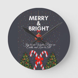"Fröhliche und fröhliche Weihnachtskarte" Runde Wanduhr