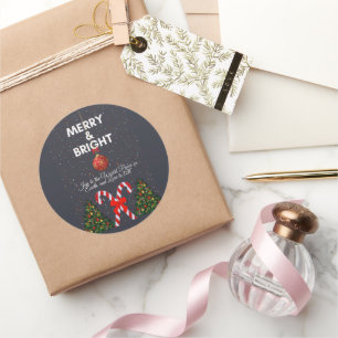 "Fröhliche und fröhliche Weihnachtskarte" Runder Aufkleber