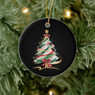 Fröhliche und helle Bäume Weihnachten Winter  Keramik Ornament
