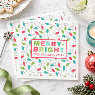 Fröhliche und helle bunte Weihnachtslichter-Party Serviette