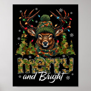Fröhliche und helle Camo-Hirschjagd-Jäger-Weihnach Poster