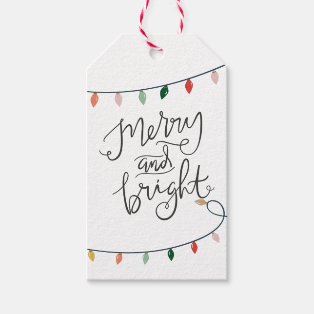 Fröhliche und helle farbenfrohe Lichterfolge Geschenkanhänger (Vorderseite)