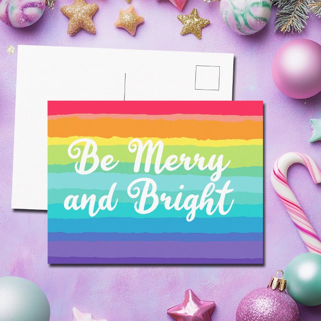 Fröhliche und helle farbenfrohe Regenbogenfeier Postkarte (Von Creator hochgeladen)